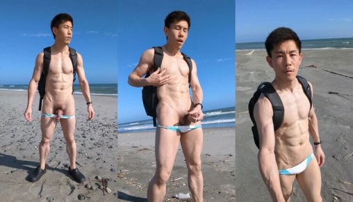 หนุ่มญี่ปุ่นหุ่นซิกแพค ชอบOutdoor วันนี้พี่เค้นท์สะพายแบ็คแพ็ค เที่ยวชายทะเล น้ำแตกบนชายหาด ธรรมชาติพาเงี่ยน